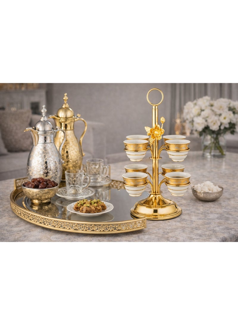 Dania Luxury Arabic coffee cup holder in gold – holds 6 cups | Size 18x35 cm ☕✨ - Image 1